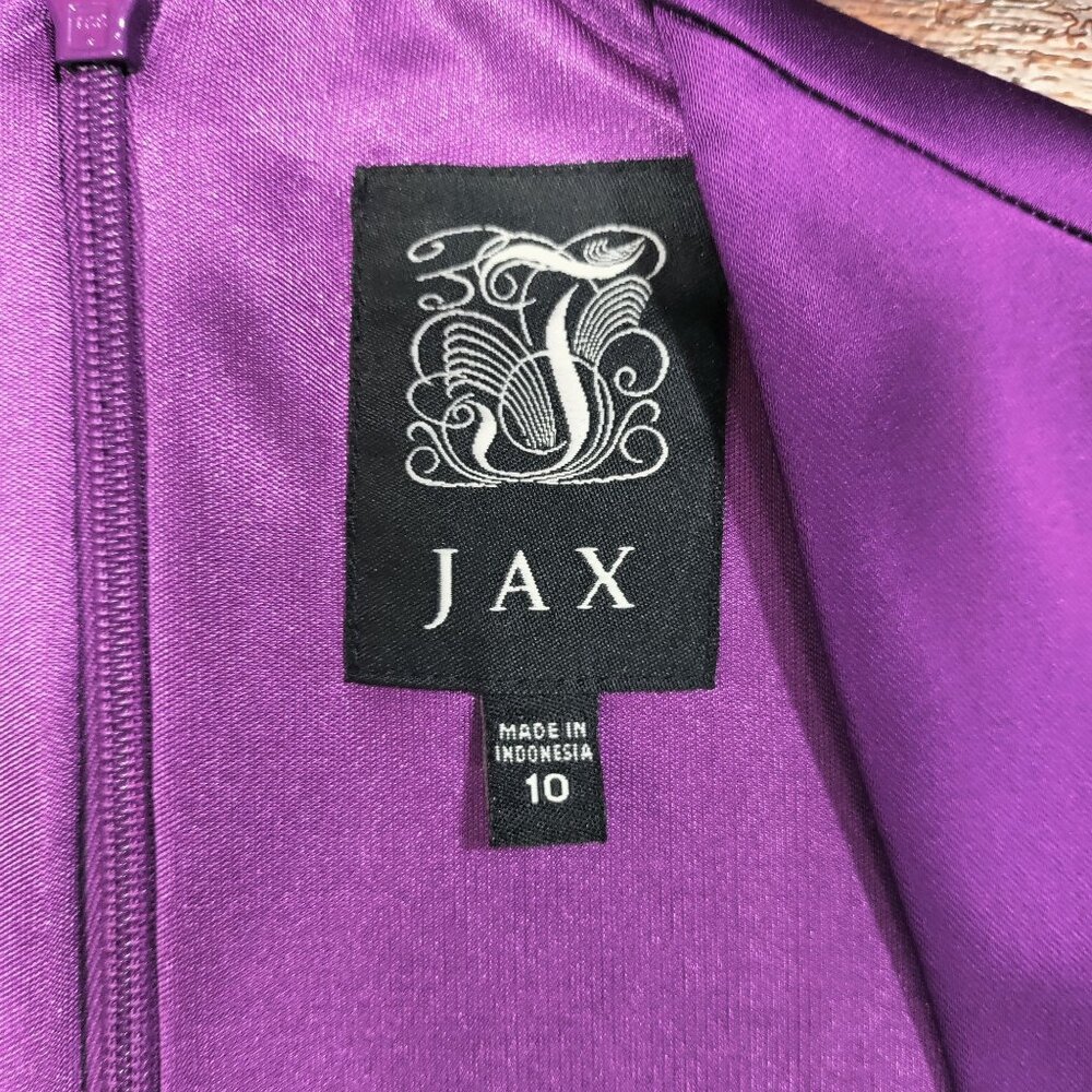 Jax Women's Purple Sleeveless Polyester/Nylon Blend Sheath Dress Size 10 - Picture 4 of 11